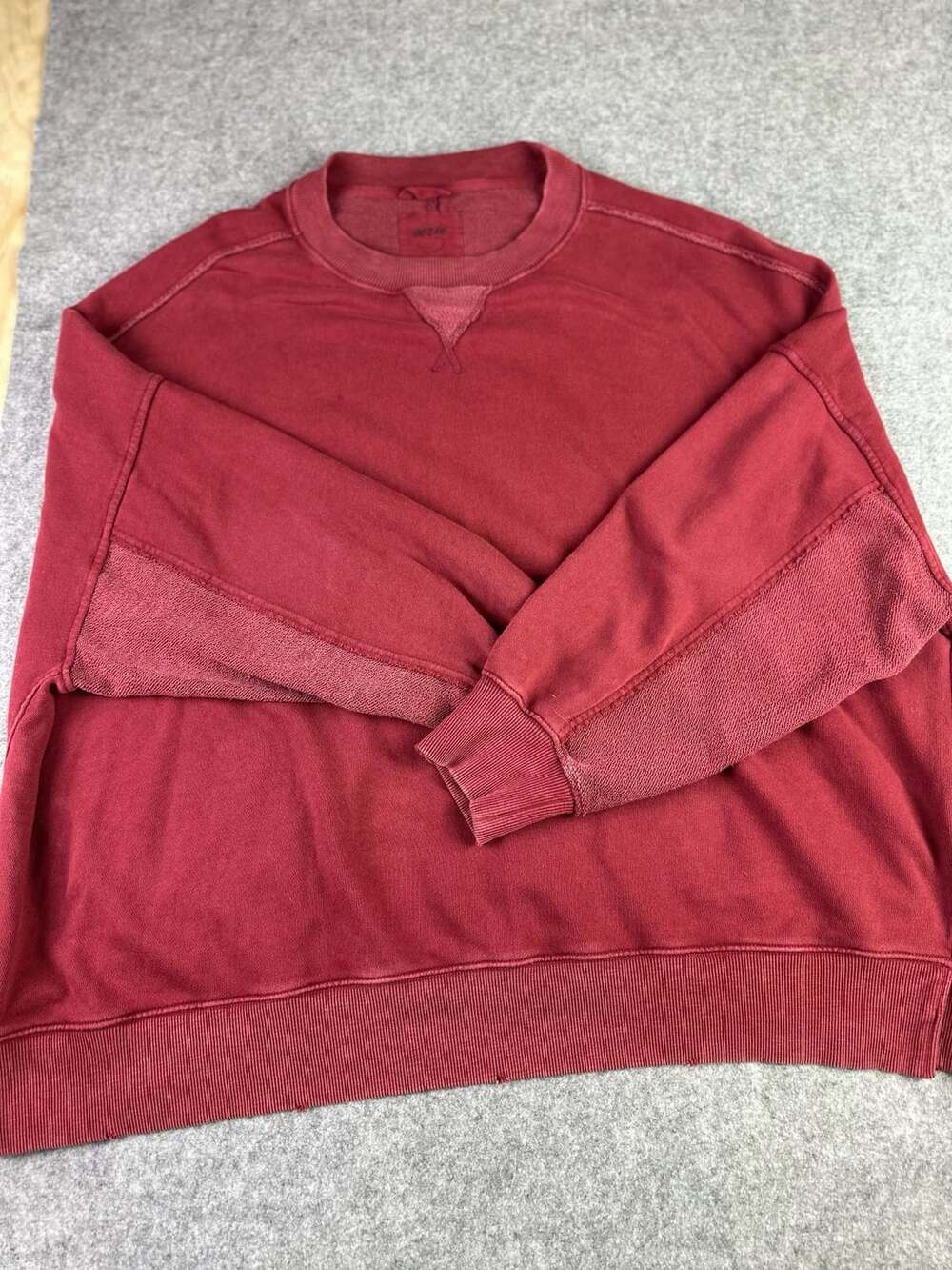 Aerie Red Oversized Crewneck Sweatshirt with V-Stitch
